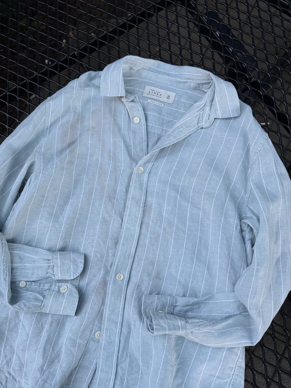Abercrombie & Fitch Light Blue Stripe Linen Button-Down Shirt